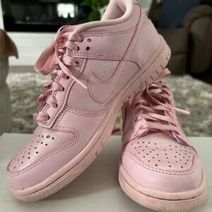 Kids 3.5 Nike Dunks Prism Pink Nike Swoosh Leather Upper Low Top Sneakers